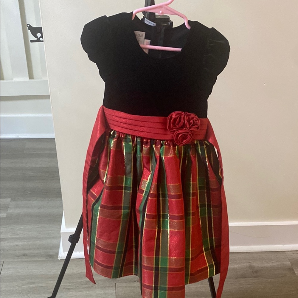 Black and Red Formal Dress with Plaid Skirt